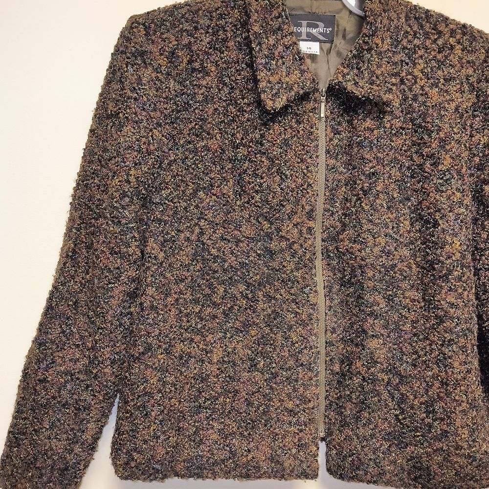 Requirements Brown Tweed Teddy Blazer/Jacket Size 14 - Picture 5 of 5